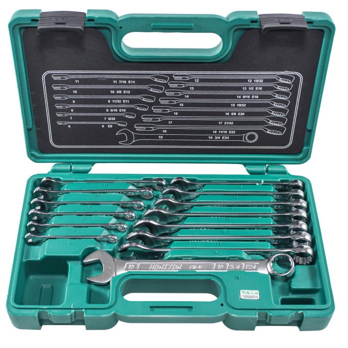 HONITON Komplet 14-delnih obročnih ključev | 6-19 mm, plastična škatla
