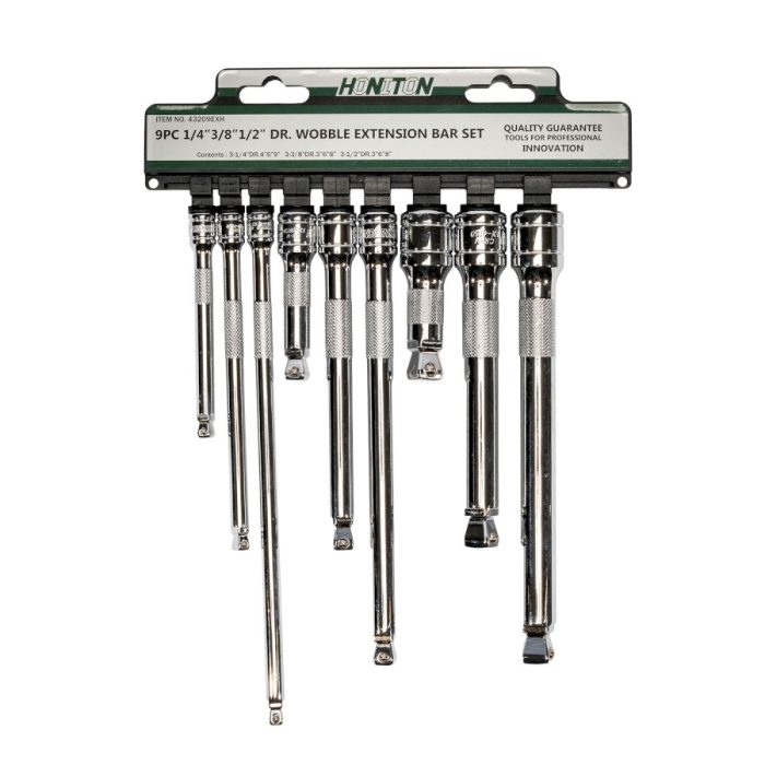 HONITON Komplet podaljškov - vrtljivih 1/4”-3/8”-1/2” 9 kosov