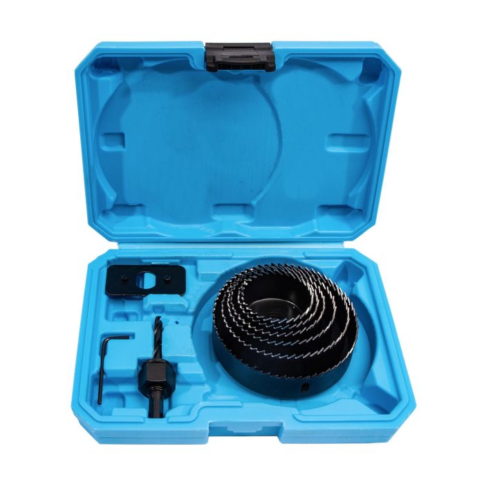Komplet luknjastih žag za les in gradbeni material, 8 kosov | 51–102 mm, plastična škatla
